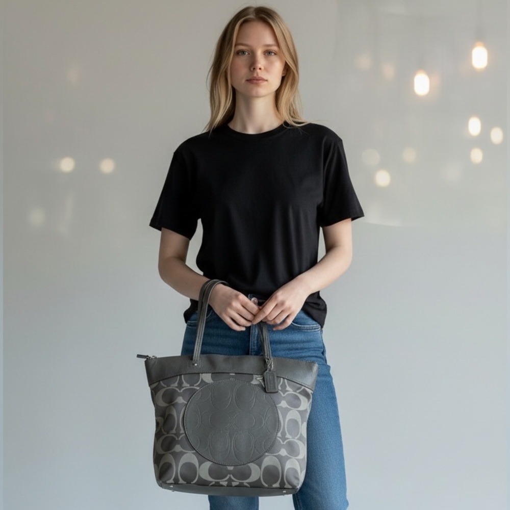 Coach 2012 Julia Signature C Gray Tote Bag Creed E1288-F18335